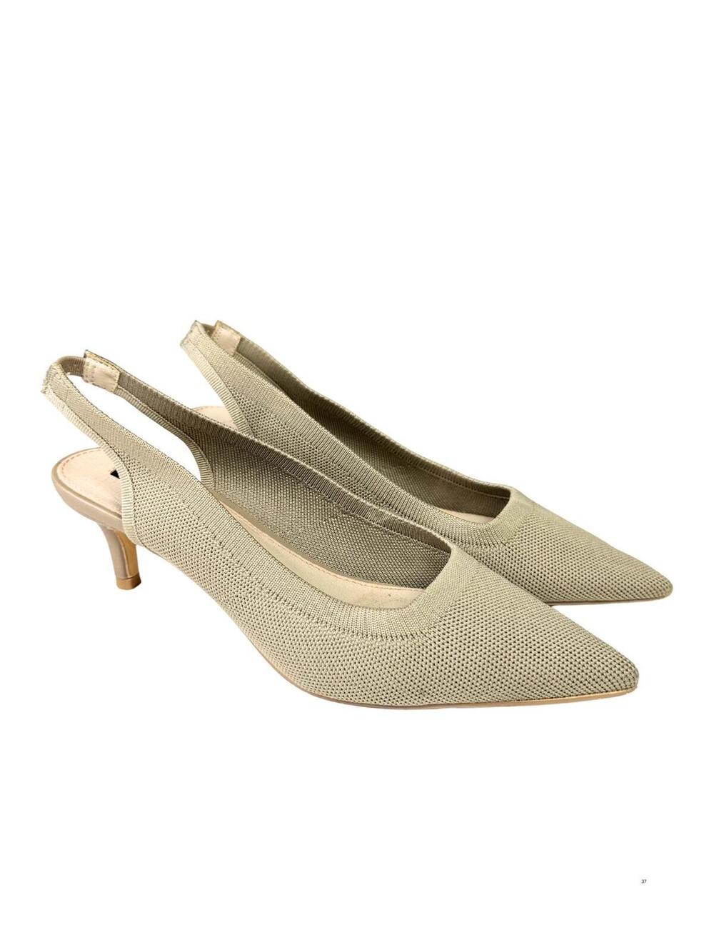 French Connection Pointed Toe Slingback Kitten Heels Size 8 Sage Knit Pumps